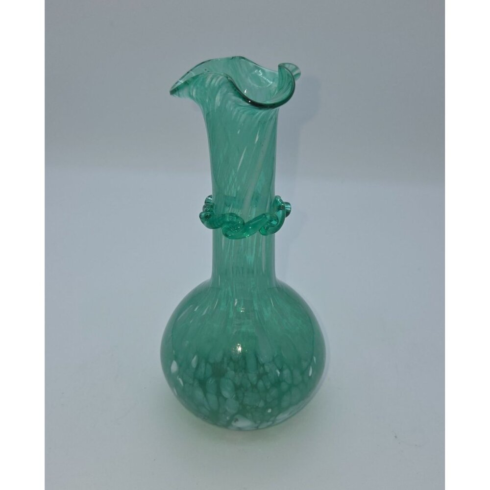 Vintage Green Spatter Glass Case, mid-century Murano glass or Blenko?